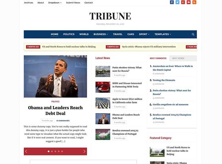 TriBune is the best wordpress news themes for online newspaper