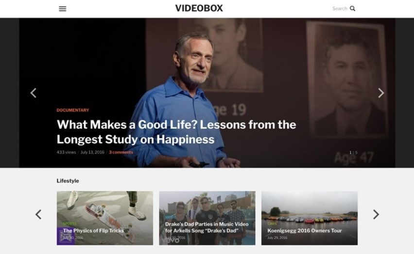 VideoBox is the best wordpress theme for videos website