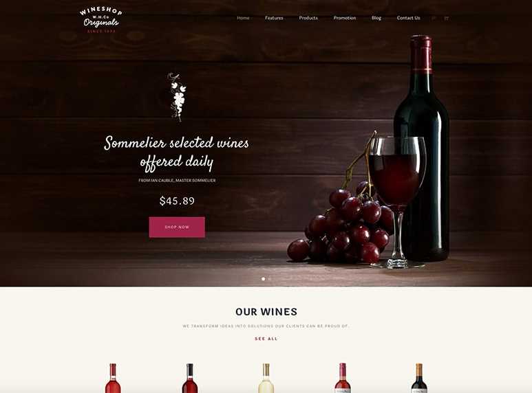 WineShop the best wordpress themes for woocommerce