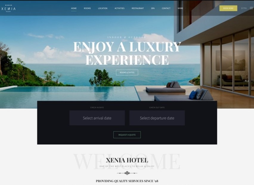 Xenia the best wordpress themes for hotels