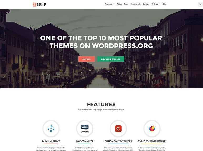 Zerif is the best free template or themes for wordpress