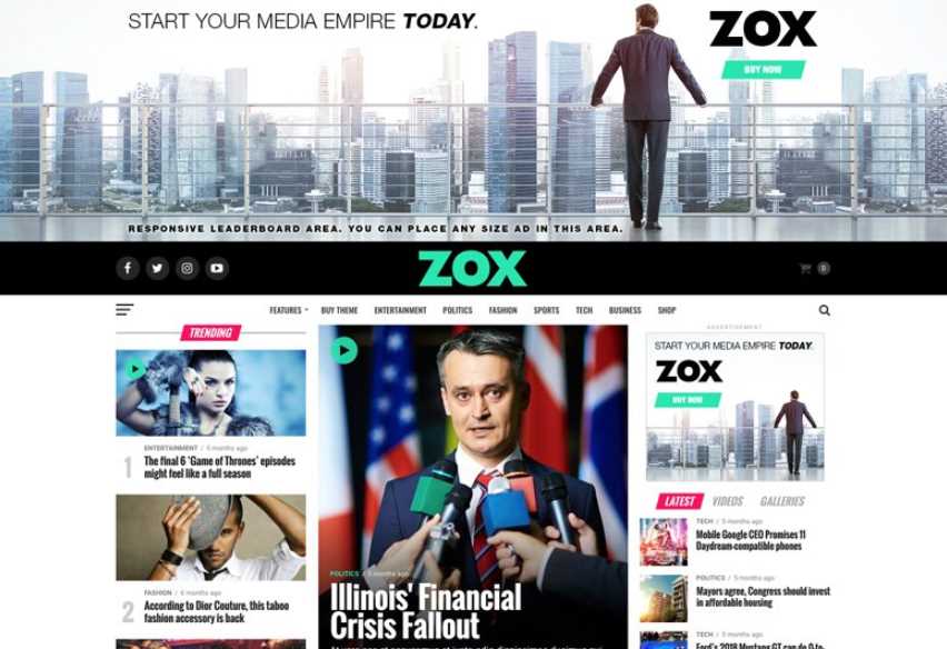 Zox News - the best wodpress news themes for online newspaper or jornals