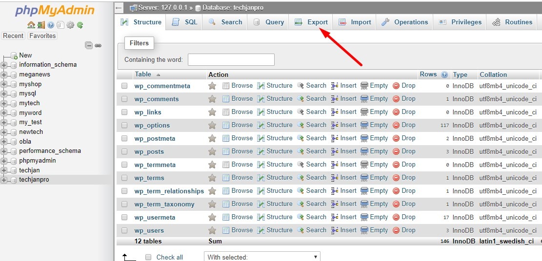 database export for localhost to live server - WordPress Website from Localhost to Cpanel
