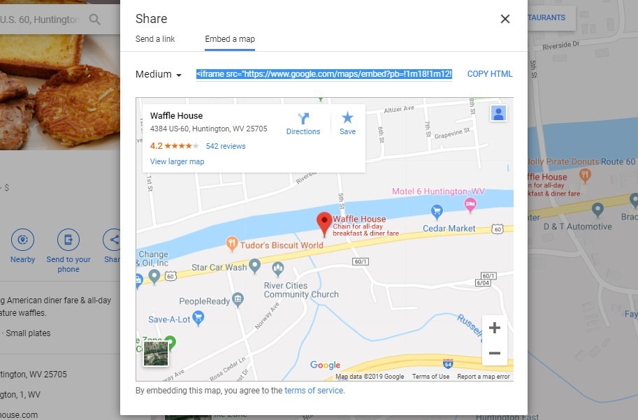 Get google maps embed code