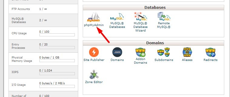 phpmyadmin from live server or localhost to cpanel