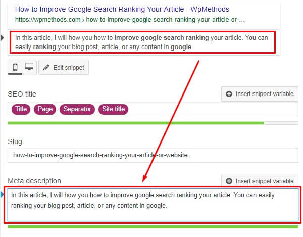 write description for improve google search ranking your article or post