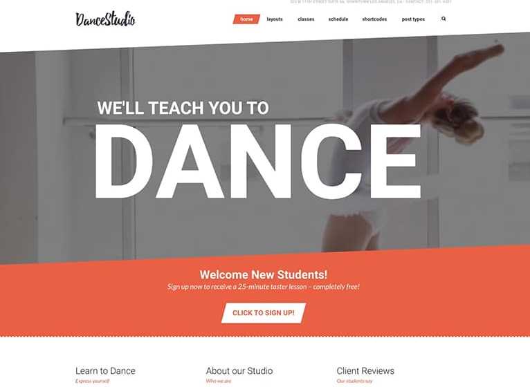 Dance Studio wordpress theme