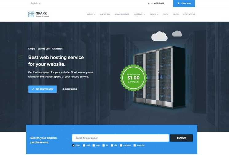Spark best WordPress Themes for Hosting Company