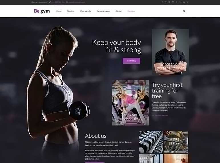 BeGym wordpress theme