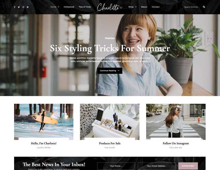 Charlotte wordpress theme