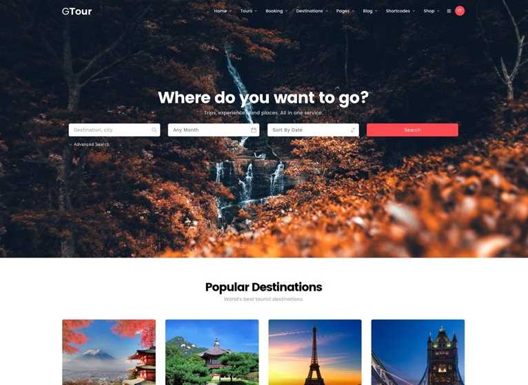 GTour - Best WordPress Themes for Travel Agencies