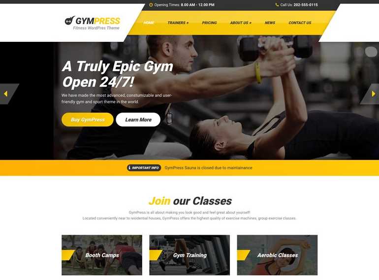 GymPress - Best WordPress Themes for Fitness