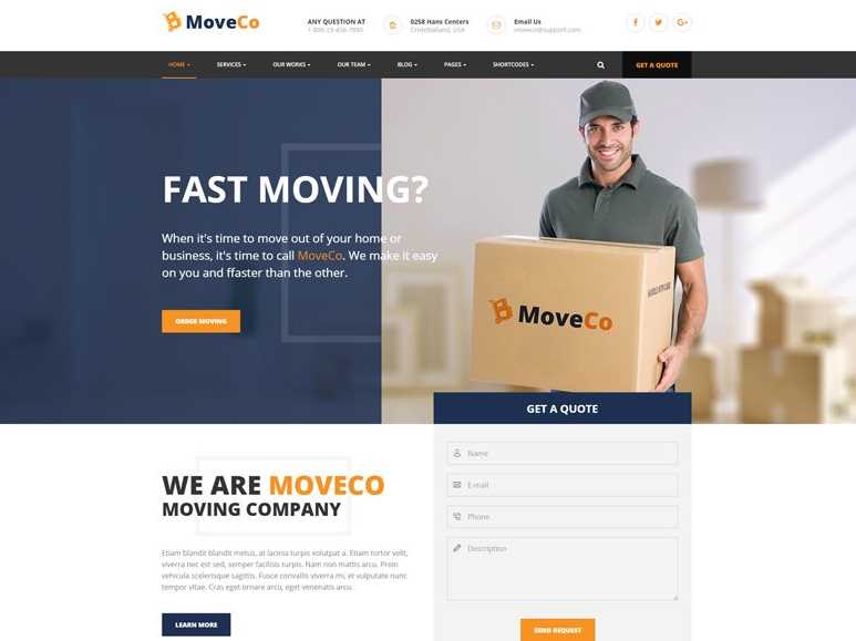 MoveCo - Best WordPress Themes for Transport and Logistics Companies