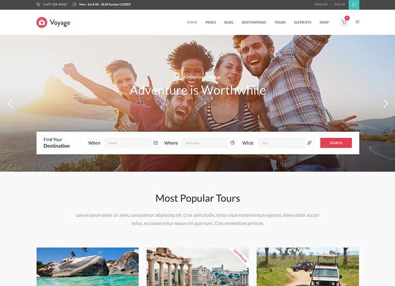 Voyage - Best WordPress Themes for Travel Agencies