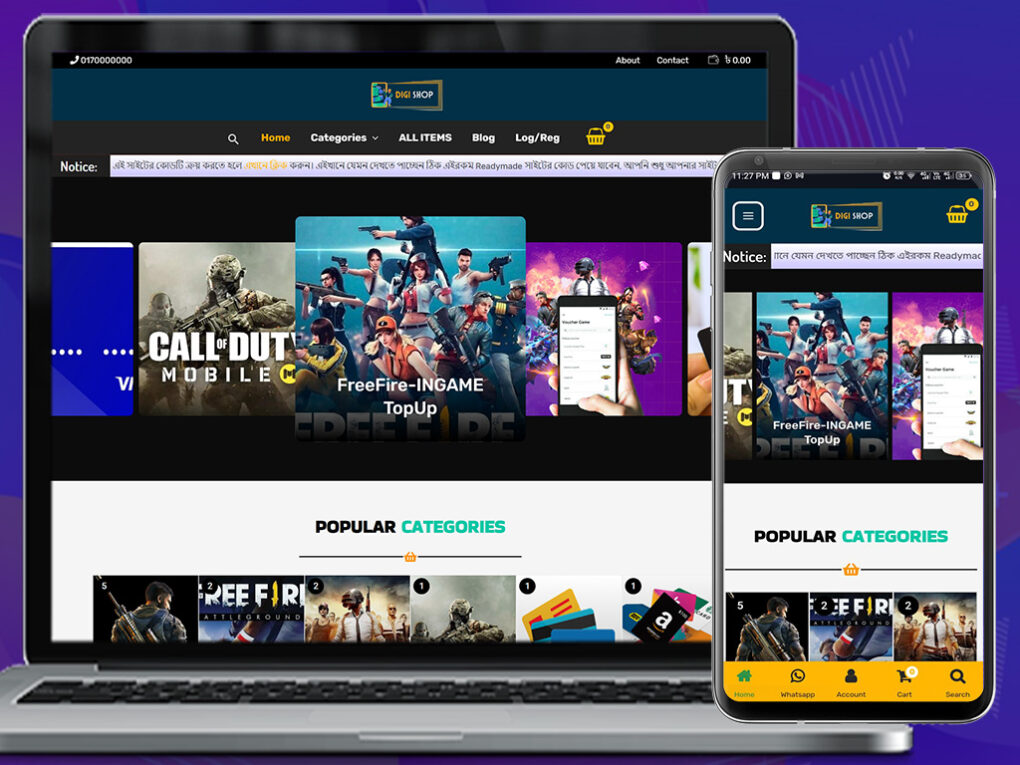 (Demo-2) Digital Products & Gaming TopUp, Ready Made Website Code