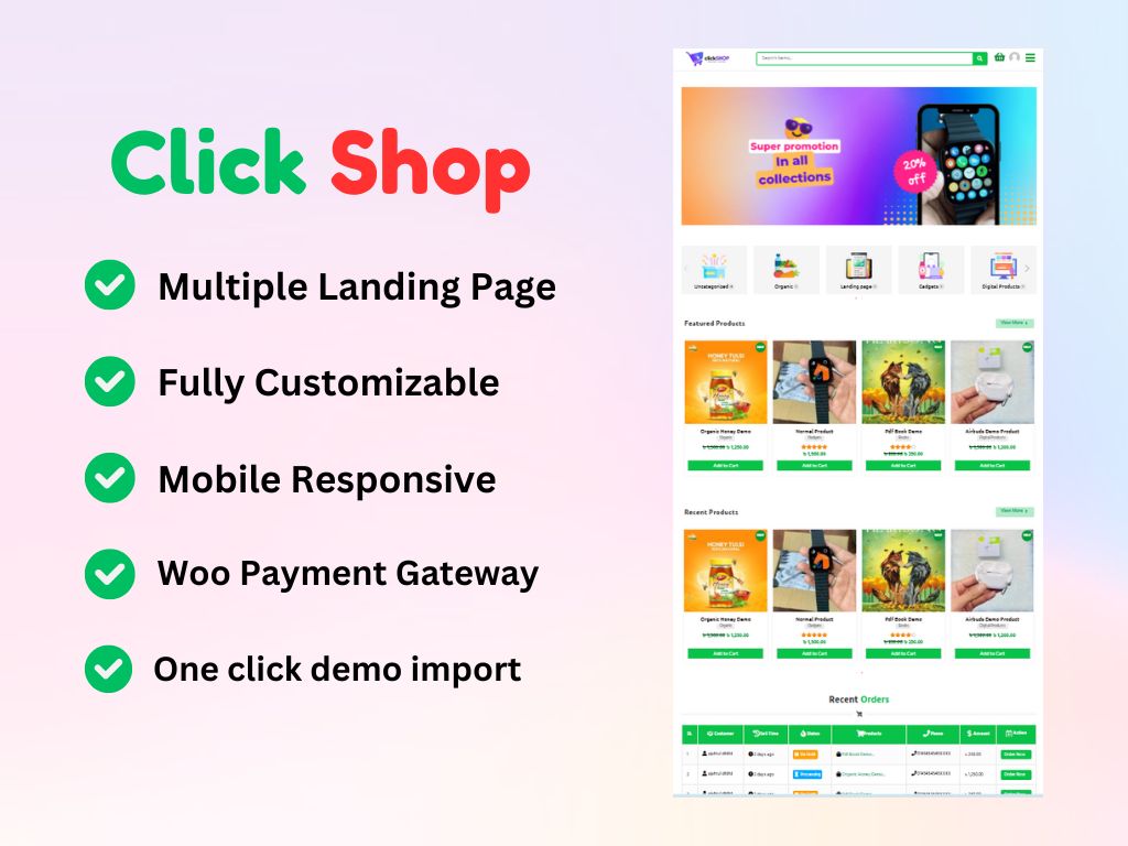 Click Shop – Ecommerce WordPress Theme & Product Type Landing Page - Landing Page Type Product, Simple Product, Simple Ecommerce Website