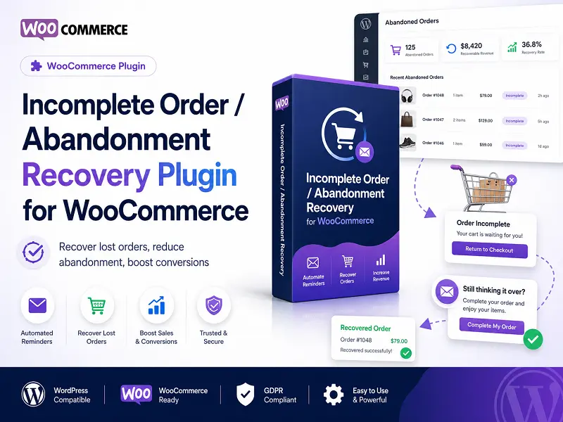 Incomplete Order / Abandonment Recovery Plugin for WooCommerce